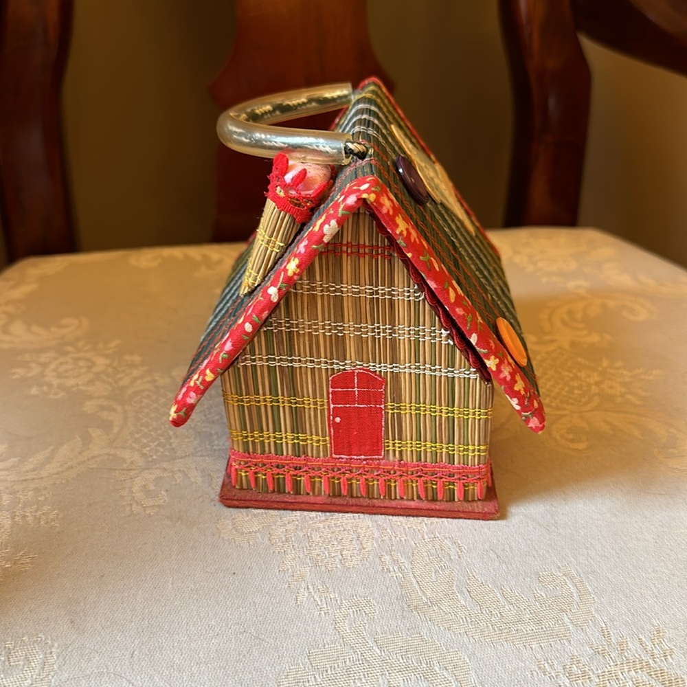 Vintage 1950s Straw Work sewing box from Japan in EUC - Picture 3 of 12